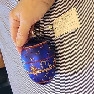 Fabrege Style Christmas  Ornament, Handblown/painted,glitter,NWT